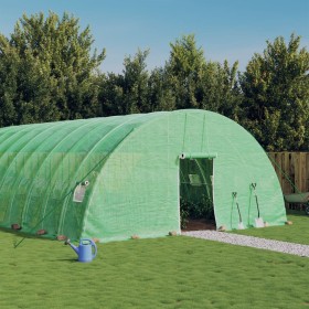 Invernadero con estructura de acero verde 96 m² 16x6x2,85 m