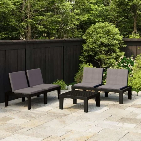 3-piece garden furniture set with gray plastic cushions by vidaXL, Garden sets - Ref: Foro24-3059828, Price: 253,52 €, Discou...