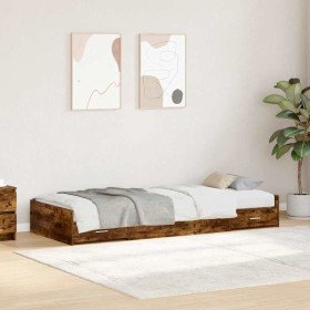 Cama con almacenamiento Madera Vieja 75 x 190 cm Madera contrachapada Cama con almacenamiento Madera Vieja 75 x 190 cm Madera