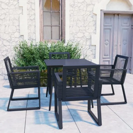 5-teiliges Garten-Essset aus schwarzem PVC-Rattan von vidaXL, Gartensets - Ref: Foro24-3060214, Preis: 390,71 €, Rabatt: %