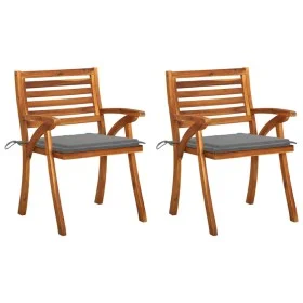Garden dining chairs with cushions 2 pcs solid acacia wood by vidaXL, Garden chairs - Ref: Foro24-3060783, Price: 196,41 €, D...