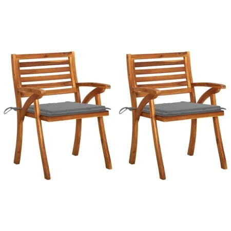 Garden dining chairs with cushions 2 pcs solid acacia wood by vidaXL, Garden chairs - Ref: Foro24-3060783, Price: 195,54 €, D...