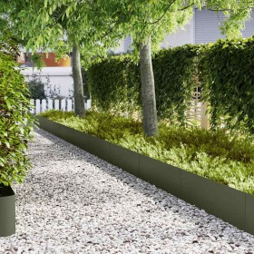 Borduras para césped 30 pcs Verde oliva 100 x 0.5 x 30 cm Acero