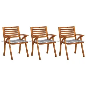 Garden dining chairs with cushions 3 pcs solid acacia wood by vidaXL, Garden chairs - Ref: Foro24-3060823, Price: 253,02 €, D...