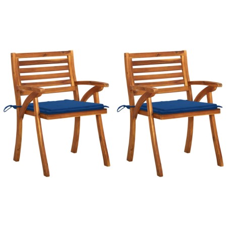 Sillas de comedor jardín con cojines 2 uds madera maciza acacia de vidaXL, Sillas de jardín - Ref: Foro24-3060810, Precio: 24...
