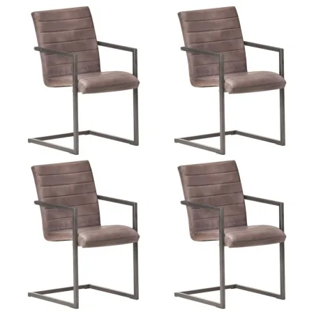 Cantilever dining chairs 4 units brown genuine leather by vidaXL, dining chairs - Ref: Foro24-3059805, Price: 556,25 €, Disco...