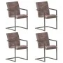 Cantilever dining chairs 4 units brown genuine leather by vidaXL, dining chairs - Ref: Foro24-3059805, Price: 556,25 €, Disco...