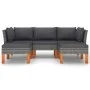 Set de muebles de jardín 5 pzas y cojines ratán sintético gris de vidaXL, Conjuntos de jardín - Ref: Foro24-3059711, Precio: ...