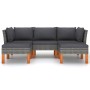 Set de muebles de jardín 5 pzas y cojines ratán sintético gris