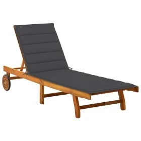 Garden sun lounger with solid acacia wood cushion. by vidaXL, Loungers - Ref: Foro24-3061344, Price: 208,76 €, Discount: %