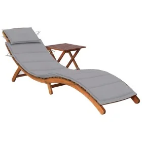 Garden lounger with table and cushion in solid acacia wood by vidaXL, Loungers - Ref: Foro24-3061588, Price: 187,40 €, Discou...