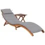 Garden lounger with table and cushion in solid acacia wood by vidaXL, Loungers - Ref: Foro24-3061588, Price: 187,40 €, Discou...
