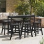Juego de Bar en el Jardín 6 pcs Negro HDPE