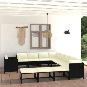 Gartenmöbel-Set, 12-teilig, schwarze Kissen aus synthetischem Rattan von vidaXL, Gartensets - Ref: Foro24-3059803, Preis: 701...