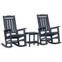 Silla mecedora de jardín 3 pcs Azul Marino 38 x 38 x 46cm