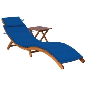 Garden lounger with table and cushion in solid acacia wood by vidaXL, Loungers - Ref: Foro24-3061597, Price: 183,96 €, Discou...