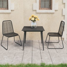 Black PVC rattan 3-piece garden dining set by vidaXL, Garden sets - Ref: Foro24-3060112, Price: 213,21 €, Discount: %
