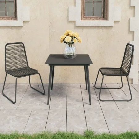 3-teiliges Garten-Ess-Set aus schwarzem PVC-Rattan von vidaXL, Gartensets - Ref: Foro24-3060112, Preis: 217,12 €, Rabatt: %