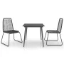 3-teiliges Garten-Ess-Set aus schwarzem PVC-Rattan von vidaXL, Gartensets - Ref: Foro24-3060112, Preis: 217,12 €, Rabatt: %