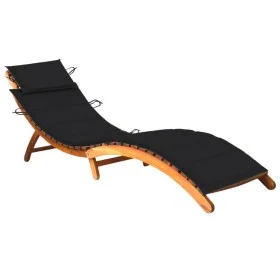 Garden sun lounger with solid acacia wood cushion. by vidaXL, Loungers - Ref: Foro24-3061579, Price: 183,04 €, Discount: %