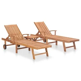 2 sun loungers with solid teak wood table by vidaXL, Loungers - Ref: Foro24-3051437, Price: 546,19 €, Discount: %