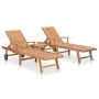 Tumbonas 2 uds con mesa madera maciza de teca de vidaXL, Tumbonas - Ref: Foro24-3051437, Precio: 544,85 €, Descuento: %