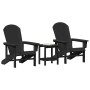 Muebles de lounge para jardín 3 pcs Negro 38 x 38 x 46cm