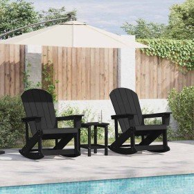 Sillas mecedoras Adirondack 2 pcs Negro HDPE