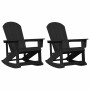 Sillas mecedoras Adirondack 2 pcs Negro HDPE