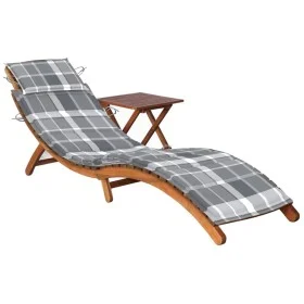 Garden lounger with table and cushion made of solid acacia wood. by vidaXL, Loungers - Ref: Foro24-3061601, Price: 190,09 €, ...