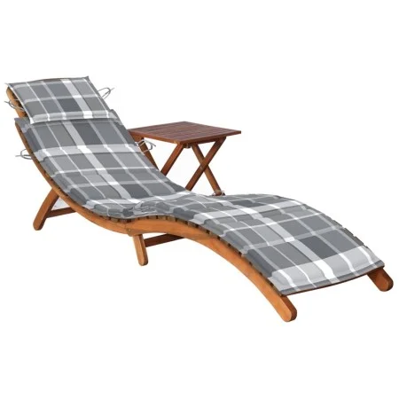 Garden lounger with table and cushion made of solid acacia wood. by vidaXL, Loungers - Ref: Foro24-3061601, Price: 190,09 €, ...