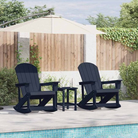 Conjunto de Sofás de Jardín 3 pcs Azul marino HDPE