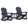 Conjunto de Sofás de Jardín 3 pcs Azul marino HDPE