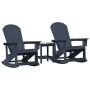 Conjunto de Sofás de Jardín 3 pcs Azul marino HDPE