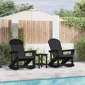 Conjunto de Sofás de Jardín 3 pcs Negro HDPE