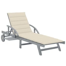 Garden sun lounger with solid acacia wood cushion. by vidaXL, Loungers - Ref: Foro24-3061331, Price: 206,64 €, Discount: %