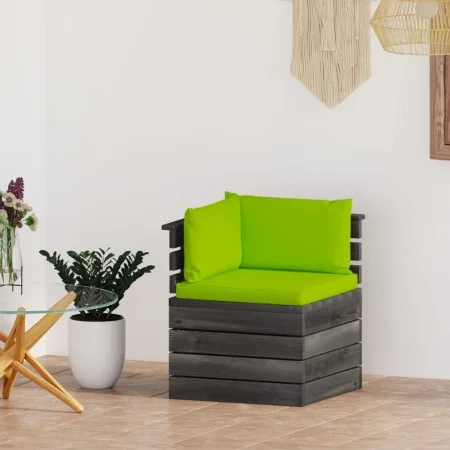 Corner sofa made of garden pallets with pine wood cushions by vidaXL, Modular outdoor sofas - Ref: Foro24-3061658, Price: 113...