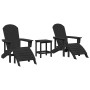 Muebles de lounge para jardín 3 pcs Negro 38 x 38 x 46cm