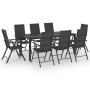 Juego de comedor para jardín 9 piezas negro de vidaXL, Conjuntos de jardín - Ref: Foro24-3060051, Precio: 696,52 €, Descuento: %