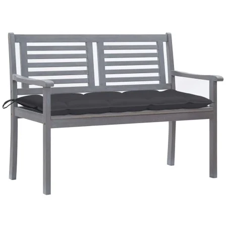 Banco de jardín 2 plazas madera eucalipto gris y cojín 120 cm de vidaXL, Bancos de jardín - Ref: Foro24-3061038, Precio: 192,...