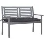 Banco de jardín 2 plazas madera eucalipto gris y cojín 120 cm de vidaXL, Bancos de jardín - Ref: Foro24-3061038, Precio: 192,...