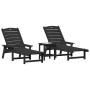 Muebles de lounge para jardín 3 pcs Negro 38 x 38 x 46cm