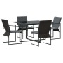 Conjunto de Comedor de Jardín 5 pcs Negro Acero
