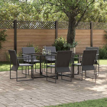 Conjunto de Comedor de Jardín 7 pcs Negro Acero