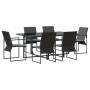 Conjunto de Comedor de Jardín 7 pcs Negro Acero