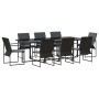 Conjunto de Comedor de Jardín 9 pcs Negro Acero