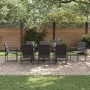 Conjunto de Comedor de Jardín 9 pcs Negro Acero