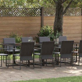 Conjunto de Comedor de Jardín 11 pcs Negro Acero