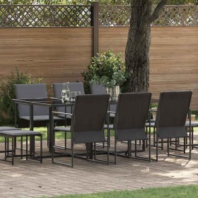 Conjunto de Comedor de Jardín 11 pcs Negro Acero