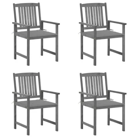 Garden chairs with cushions 4 pcs solid gray acacia wood by vidaXL, Garden chairs - Ref: Foro24-3061224, Price: 282,43 €, Dis...